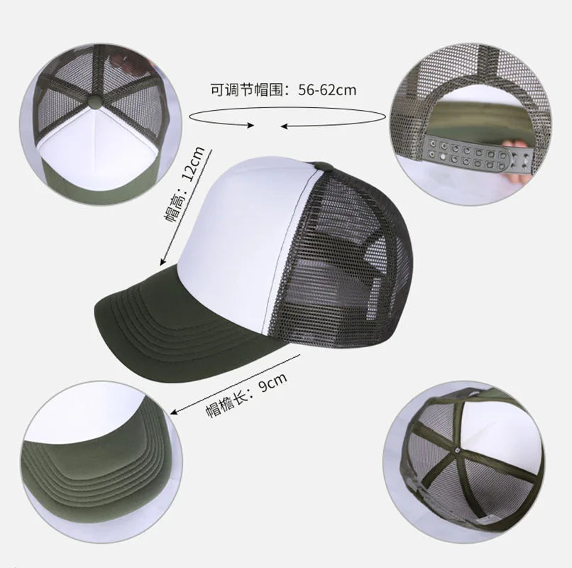 Unisex Cheaper 5 Panel Trucker Hat for Adult Summer Net Baseball Cap Men Women Blank Mesh Tentacle Sun Hat Visor