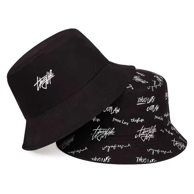 Unisex Letter Embroidery Printing Personality Bucket Hats Fishermen Caps Outdoor Casual Cap Sunscreen Hat