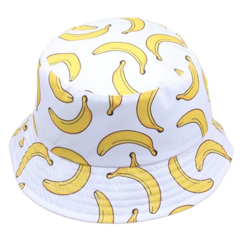 Summer Spring Thin Shade Banana Print Cotton Polyester Soft Bucket Hat Outdoor Breathable Fashion Panama Fisherman Cap Men F110