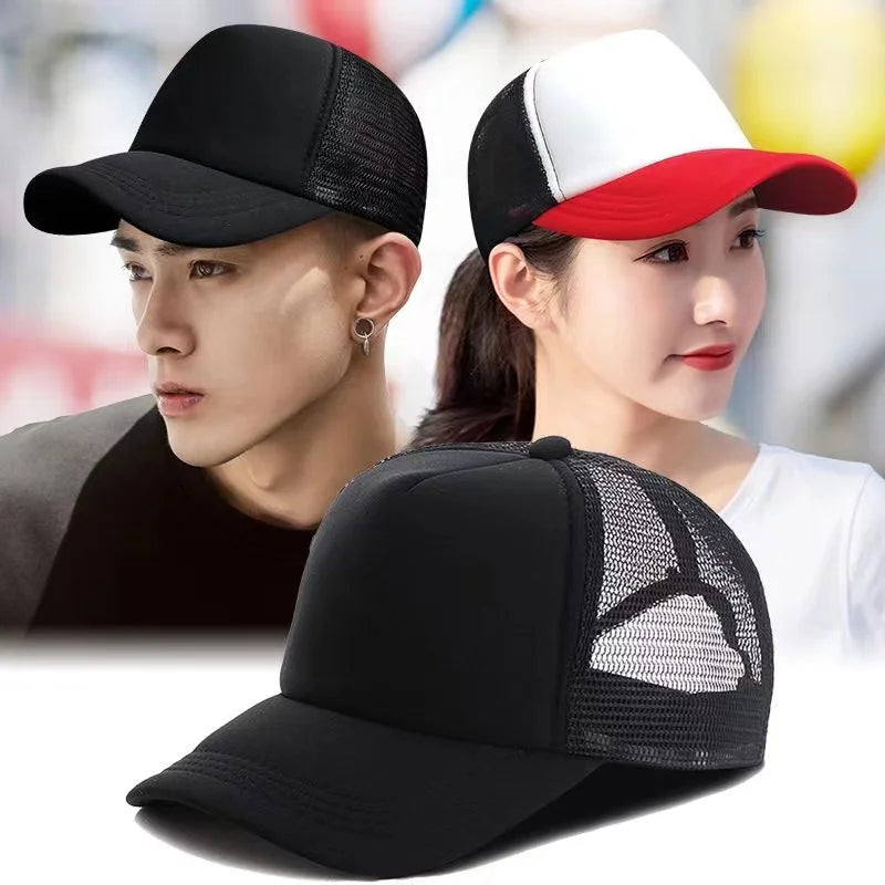 Unisex Cheaper 5 Panel Trucker Hat for Adult Summer Net Baseball Cap Men Women Blank Mesh Tentacle Sun Hat Visor