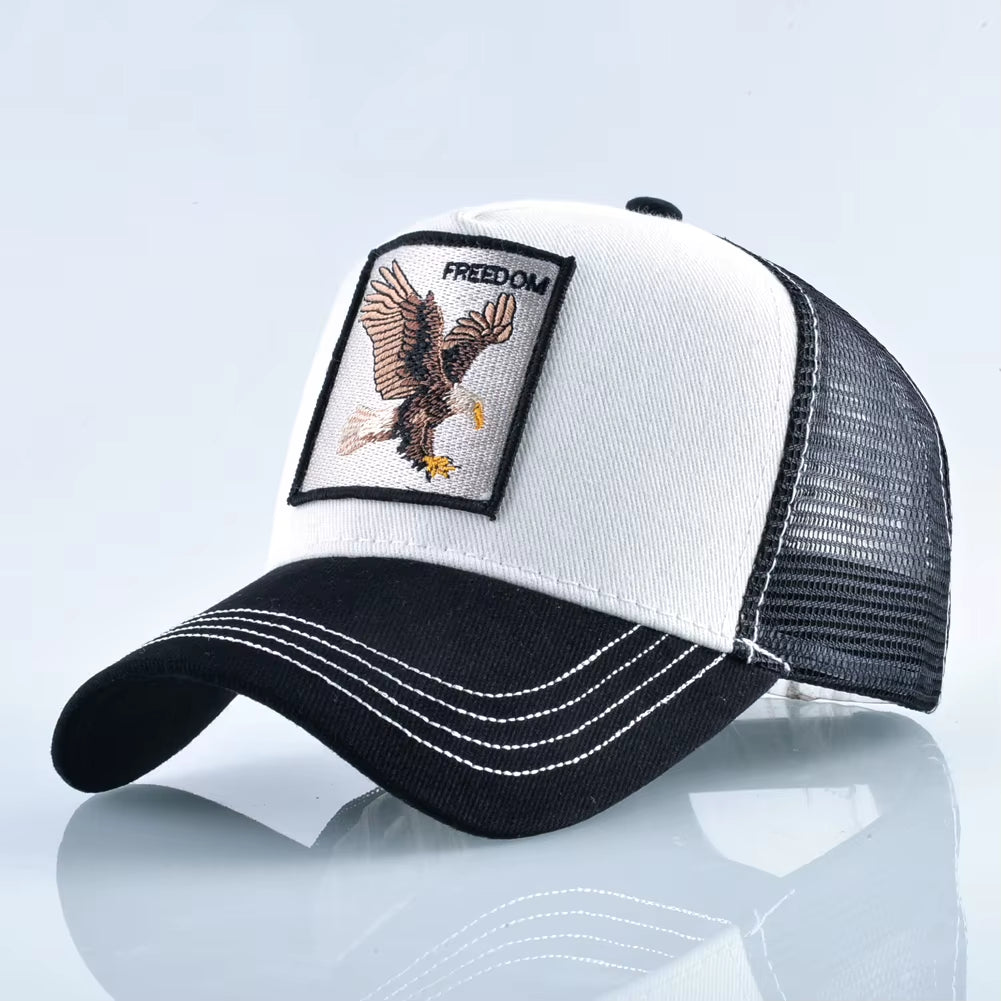 Fashion Trucker Caps with Embroidery Goat Patch Four Seasons Snapback Baseball Cap for Men Women Adjustable Visor Hat