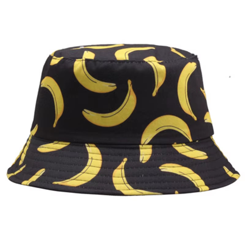 Summer Spring Thin Shade Banana Print Cotton Polyester Soft Bucket Hat Outdoor Breathable Fashion Panama Fisherman Cap Men F110