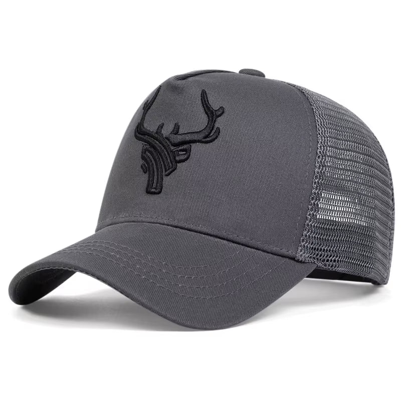 Unisex Animal Antlers Embroidery Baseball Net Caps Spring and Summer Outdoor Adjustable Casual Hats Sunscreen Hat