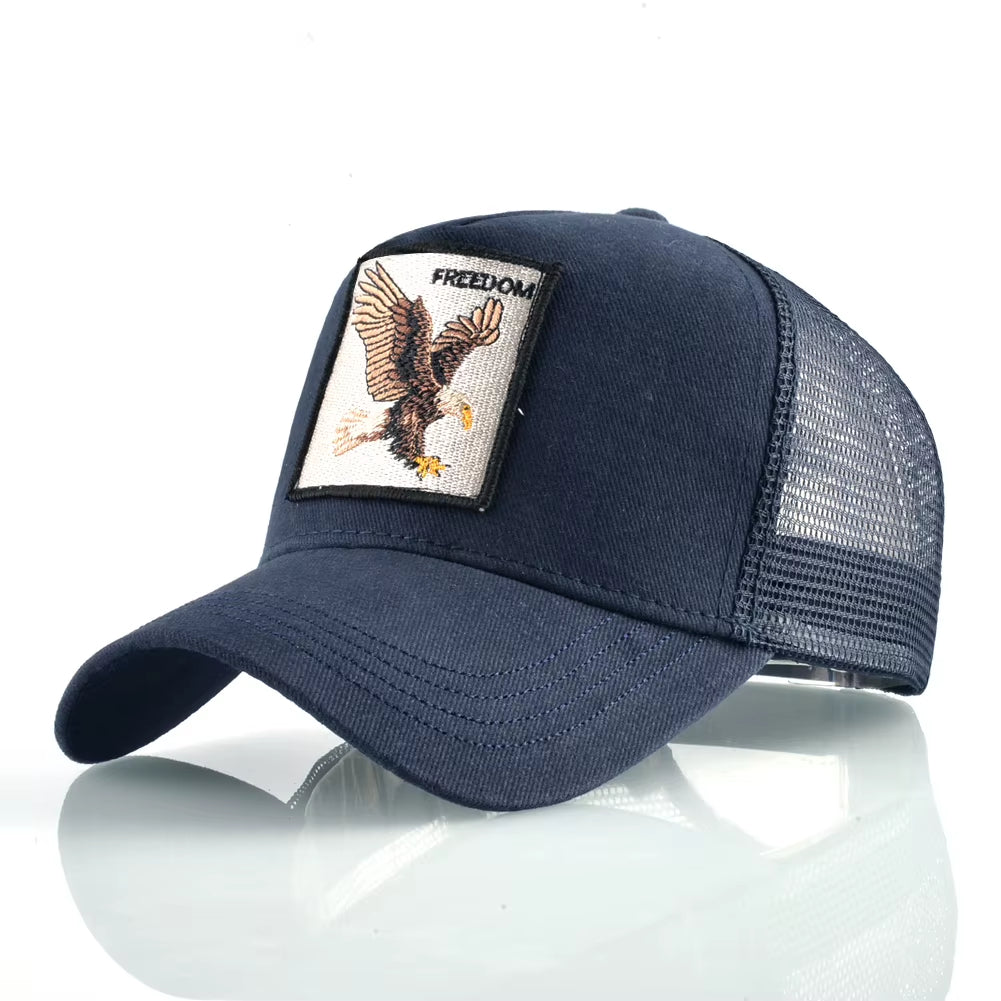 Fashion Trucker Caps with Embroidery Goat Patch Four Seasons Snapback Baseball Cap for Men Women Adjustable Visor Hat