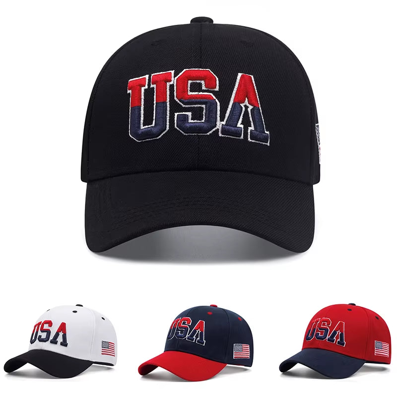 New Fashion Fastball Cap USA Embroidered American Flag Baseball Cap for Men Women Snapback Hat Unisex Hip Hop Hats