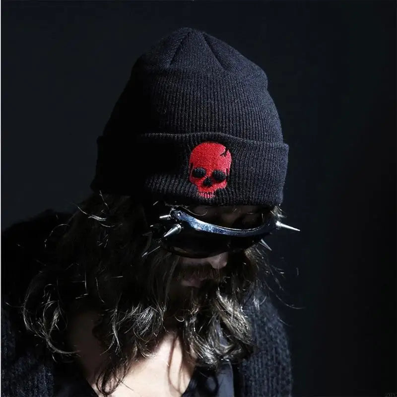 2XPC New Warm Unisex Beanie Hat with Skeleton Embroidery Winter Outdoor Sport Hat