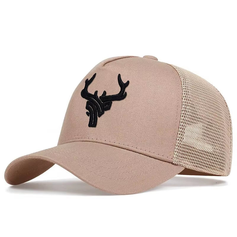 Unisex Animal Antlers Embroidery Baseball Net Caps Spring and Summer Outdoor Adjustable Casual Hats Sunscreen Hat