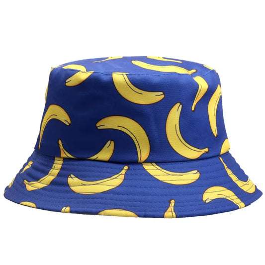 Summer Spring Thin Shade Banana Print Cotton Polyester Soft Bucket Hat Outdoor Breathable Fashion Panama Fisherman Cap Men F110