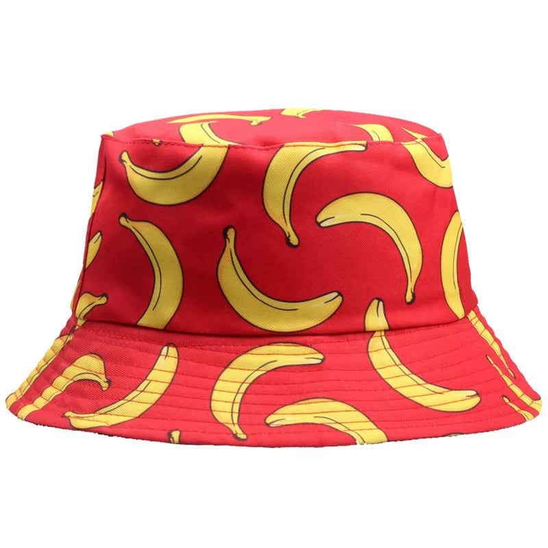 Summer Spring Thin Shade Banana Print Cotton Polyester Soft Bucket Hat Outdoor Breathable Fashion Panama Fisherman Cap Men F110