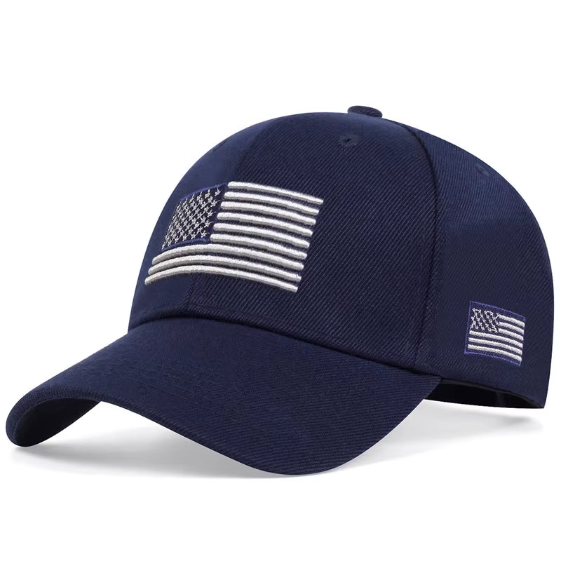 New USA Flag Baseball Hat Men'S Outdoor Solid Color Embroidered Sports Duck Tongue Baseball Hat